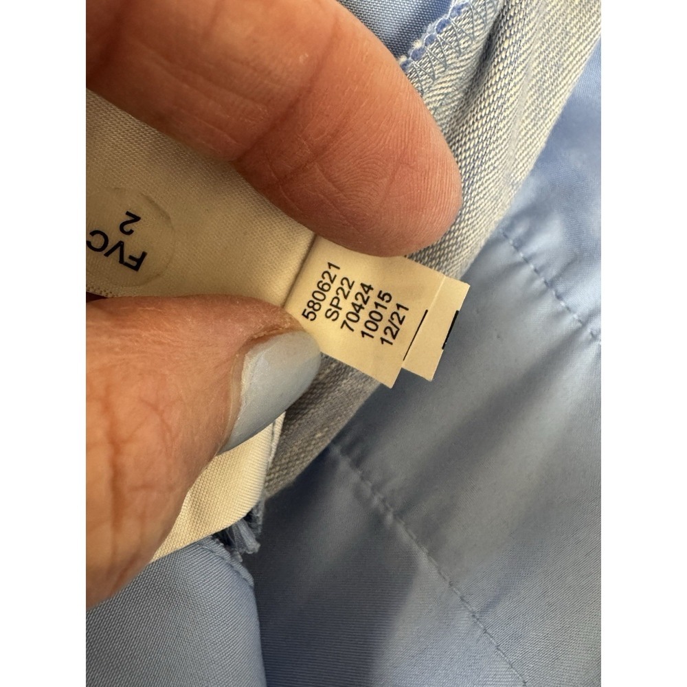 Ann Taylor Linen Trouser Pants 8 N B Blue Wide Leg Coastal Resort - Picture 5 of 10